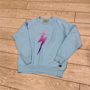 M - Aviator Nation Blue Sweatshirt with Purple Lightning Bolt